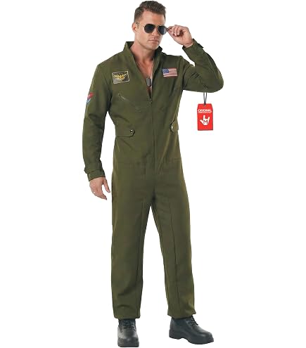Amazon.com: Deluxe Top Gun Flight Suit Costume for Men - Adult